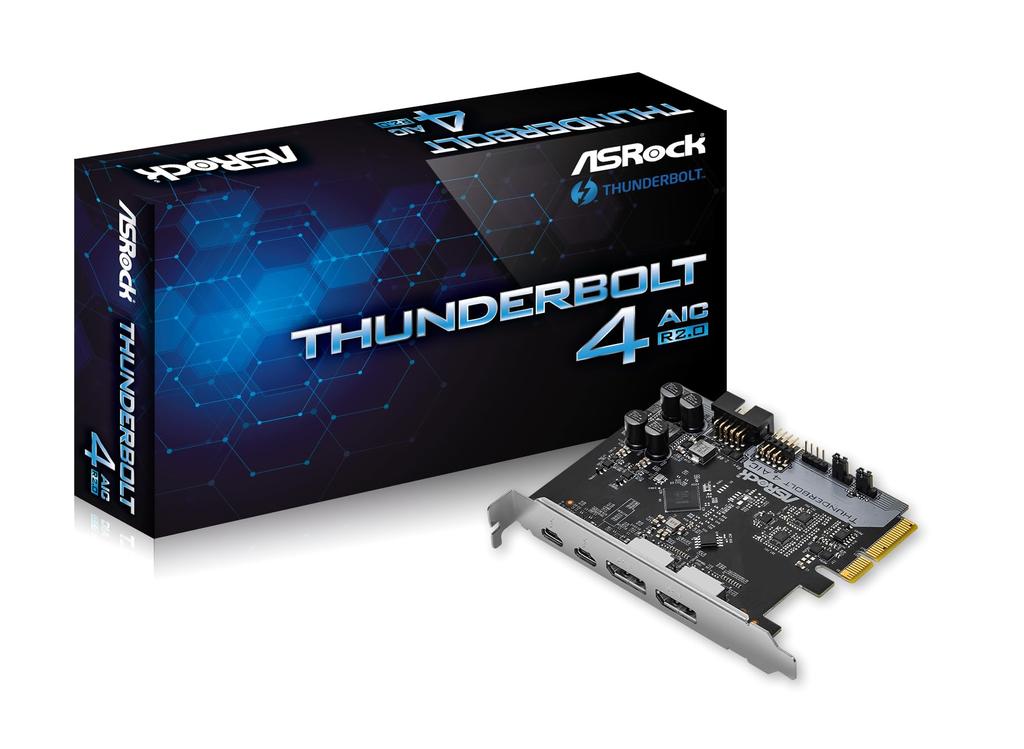 Rozšiřující deska ASRock Thunderbolt 4 kompatibilní s autorizovaným distributorem základních desek Intel řady 500 Thunderbolt 4 AIC [domácí produkt] R2.0