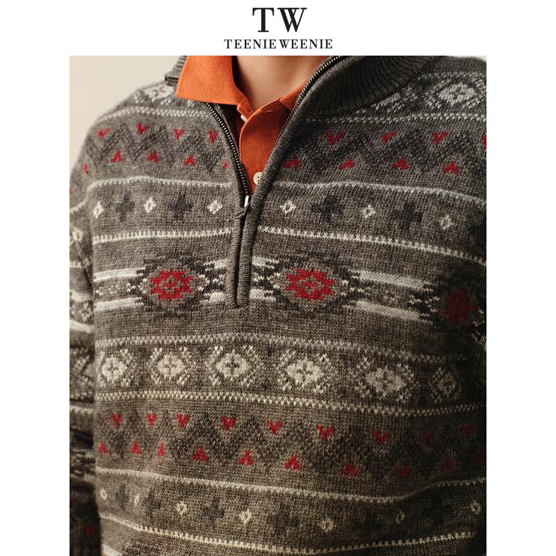 Teenie Weenie Men's French Style Half-Zip Stand-Collar Sweater
