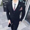 Korean Style Men's Slim Fit Formal Three-Piece Suit