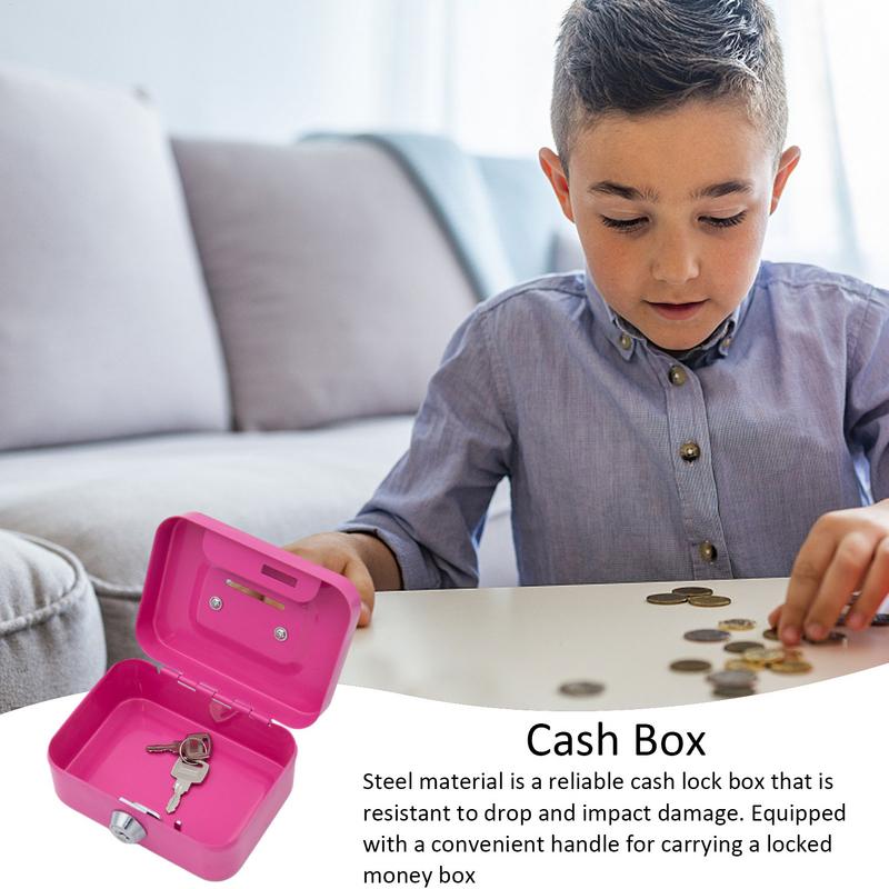 Money Safe Box Lockable Cash Box With Key Portable Piggy Box Made Of Metal Small Security Lock Box Sturdy Coin Boxes For Kids