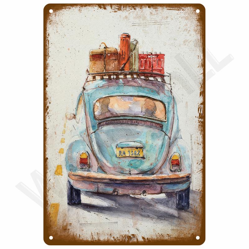 Retro Metal Sign Wall Art Mural Aesthetic Room Home Decor Items Poster Vintage Metal Plate Garage Decoration Tin Sign Plates Bar