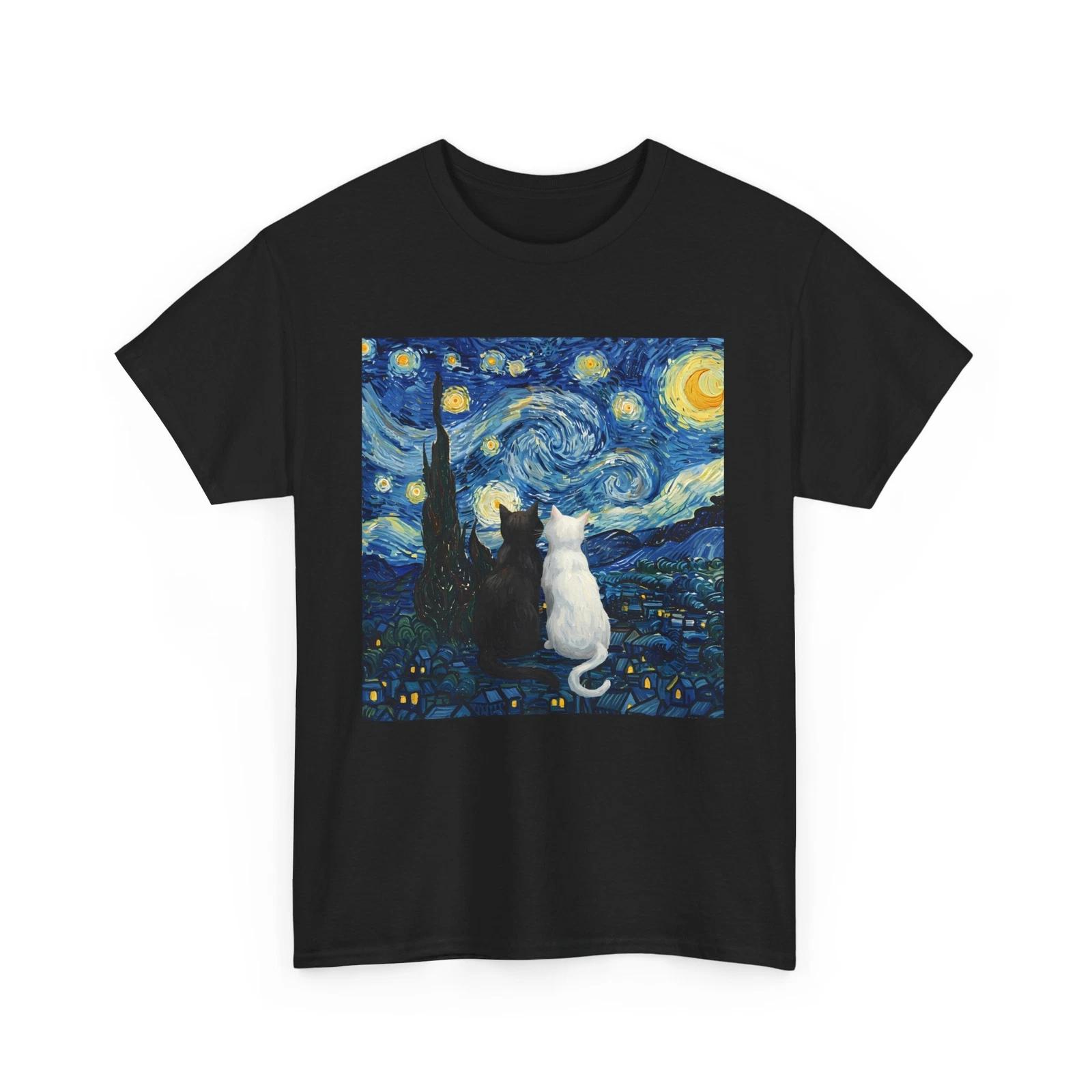 Cat Starry Night T-Shirt | Van Gogh Starry Night Aesthetic 3XL