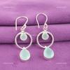Aqua Chalcedony Gemstone Sterling Silver Drop Dangle Wedding Earrings Jewelry EE-140-6