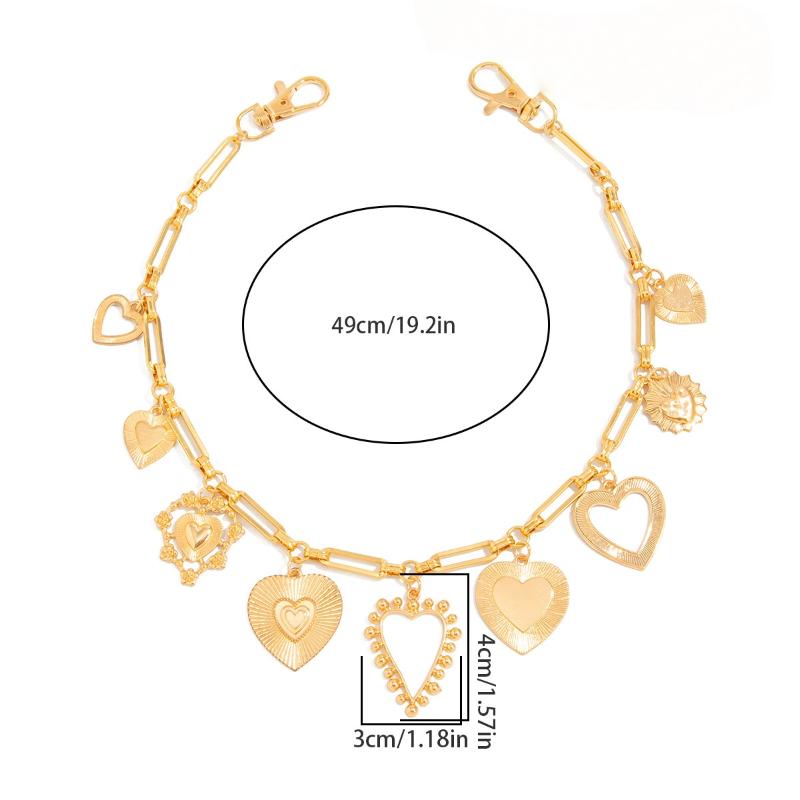 Fashion Hip Hop Love Heart Keychain Waist Belts Chain For Women Men Punk Trousers Jeans Pants Chain Bag Chain Street Jewelry