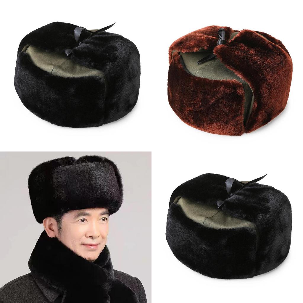 Cozy Insulated Ear Protection Vintage Lei Feng Hat For Middle-aged Men In Winter