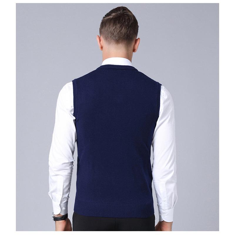 Men S Sleeveless V Neck Plaid Knit Vest Pullover Casual Top
