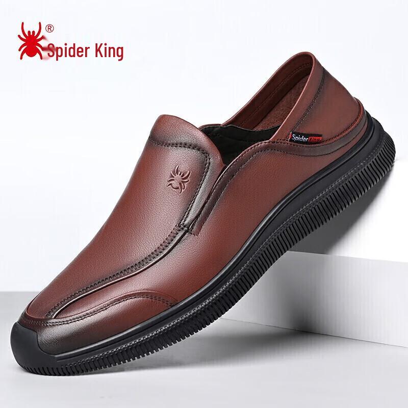 SPIDER KING Men s Business Casual Leather Slip-On Shoes 40