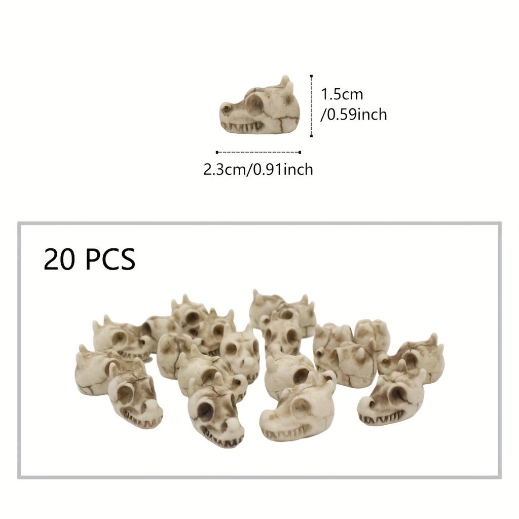 20pcs Dragon Head Skull Bonsai Decorative Statues, Cool Garden Decoration Miniatures, Outdoor Fairy World Landscape Decorative Statues