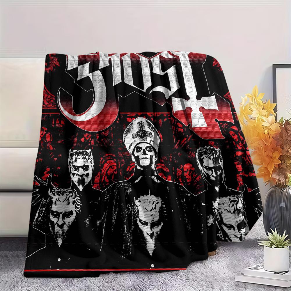 1Pc Ghost Band Print Flannel Blanket, High Quality Comfortable for All Seasons, Home Decor, Warmth and Comfort, Perfect for Christmas Gifts