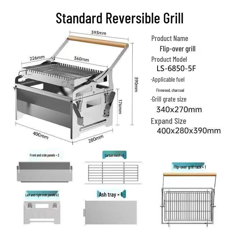 Portable 360° Rotating BBQ Grill: Easy-Clean, Outdoor Camping & Picnic Grill with Detachable Rack