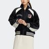 Adidas Originals Kleeblatt Gestreiftes Detail Logo Gestickt Colorblock Reißverschluss Baumwolljacke Damen Jacke Schwarz HY4181