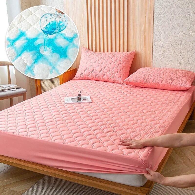 Waterproof Thicken Matter Cover Fitted Sheets Mattress Pad Protector Adjustable Bed Cover Anti-bacterial Bedspread 150/160x200cm
