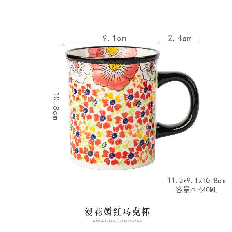 Ceramic Cup Vintage Handmade Flower Coffee Mug Home Office Afternoon Tea Breakfast Milk Mug Ceramic Tea Mug Birthday Gift 2025