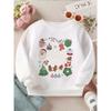 Girls Christmas Delights: A Festive Collection of Icons Print Long Sleeve Crewneck Sweatshirt - Soft Casual Pullover