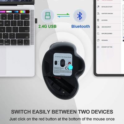 Bezdrátová myš Gamer Herní myš Bluetooth myš Bezdrátová ergonomická myš 6 tlačítek 2,4G BT Dual Mode USB počítačové myši pro PC
