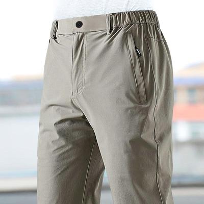 Men's Summer Quick-Dry Ice Silk Casual Elastic Pants - Loose Fit, Plus Size, Straight Leg