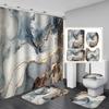 3D Marble Shower Curtain Set Non Slip Bath Rug Waterproof Bathroom  With Hooks Modern Style Toilet Lid Cover Home Decor