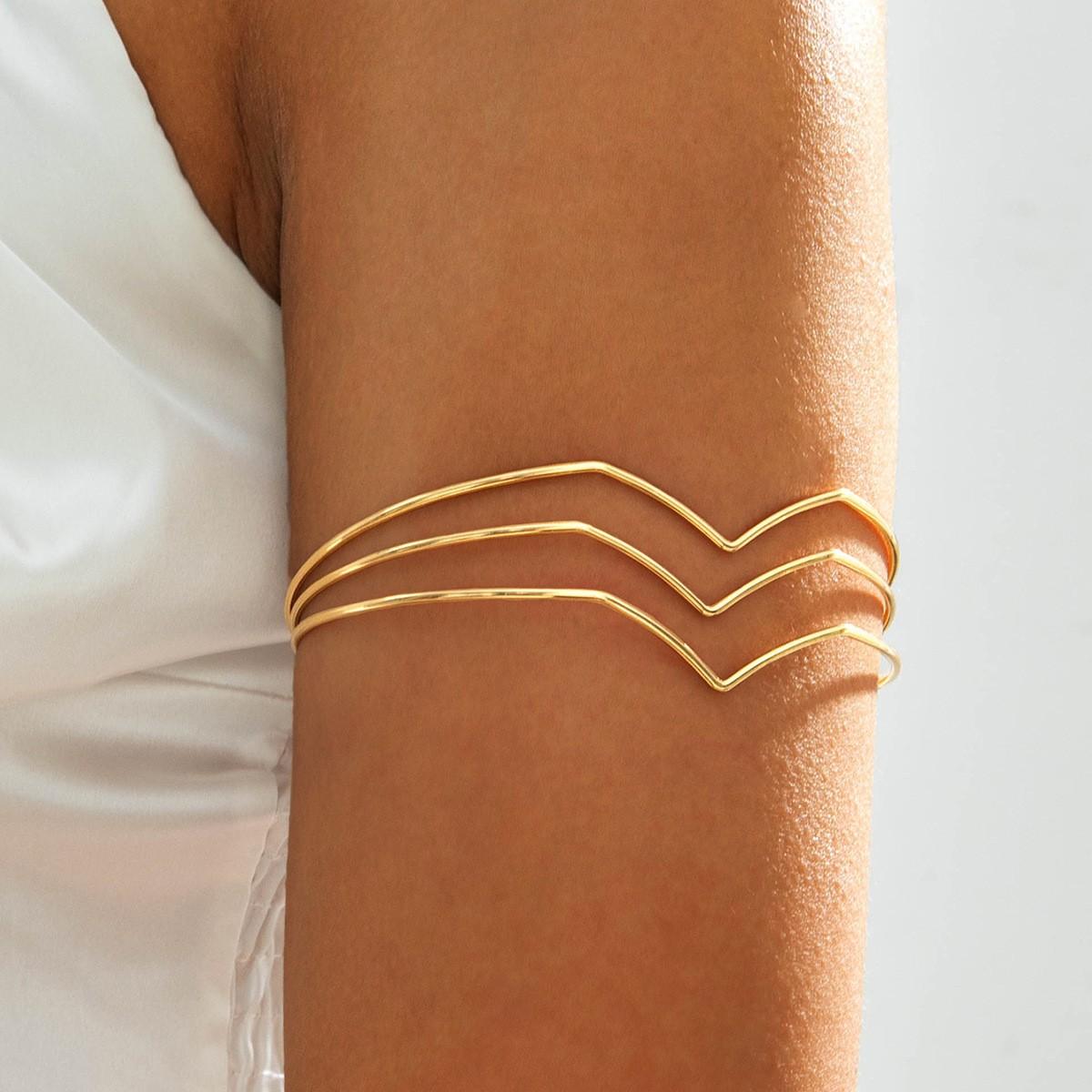 

European and American jewelry ethnic style metal flower open arm chain punk style niche geometry, arm arm ring