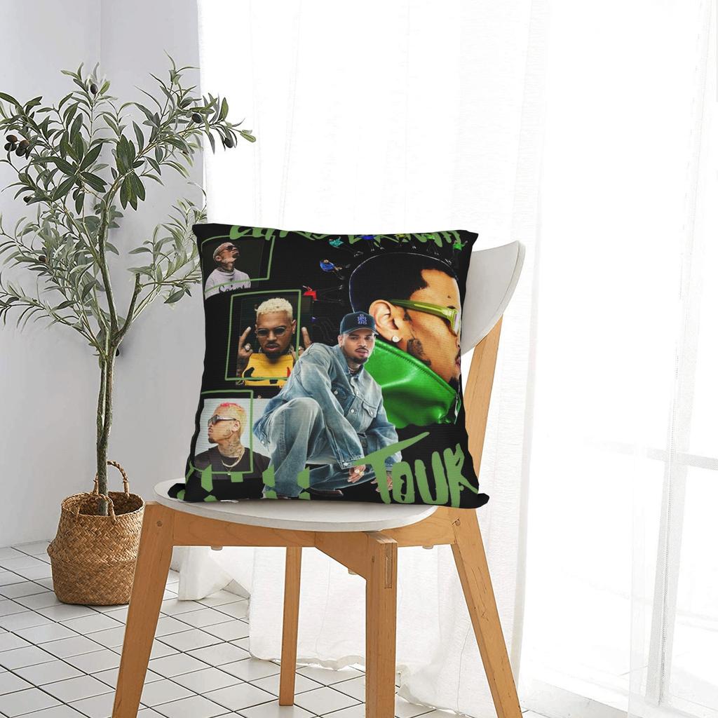 Federa per Cuscino Chris Brown Album Breezy-Music Rapper Federa Personalizzata per Cuscino per Divano Letto Soggiorno Federe Vintage