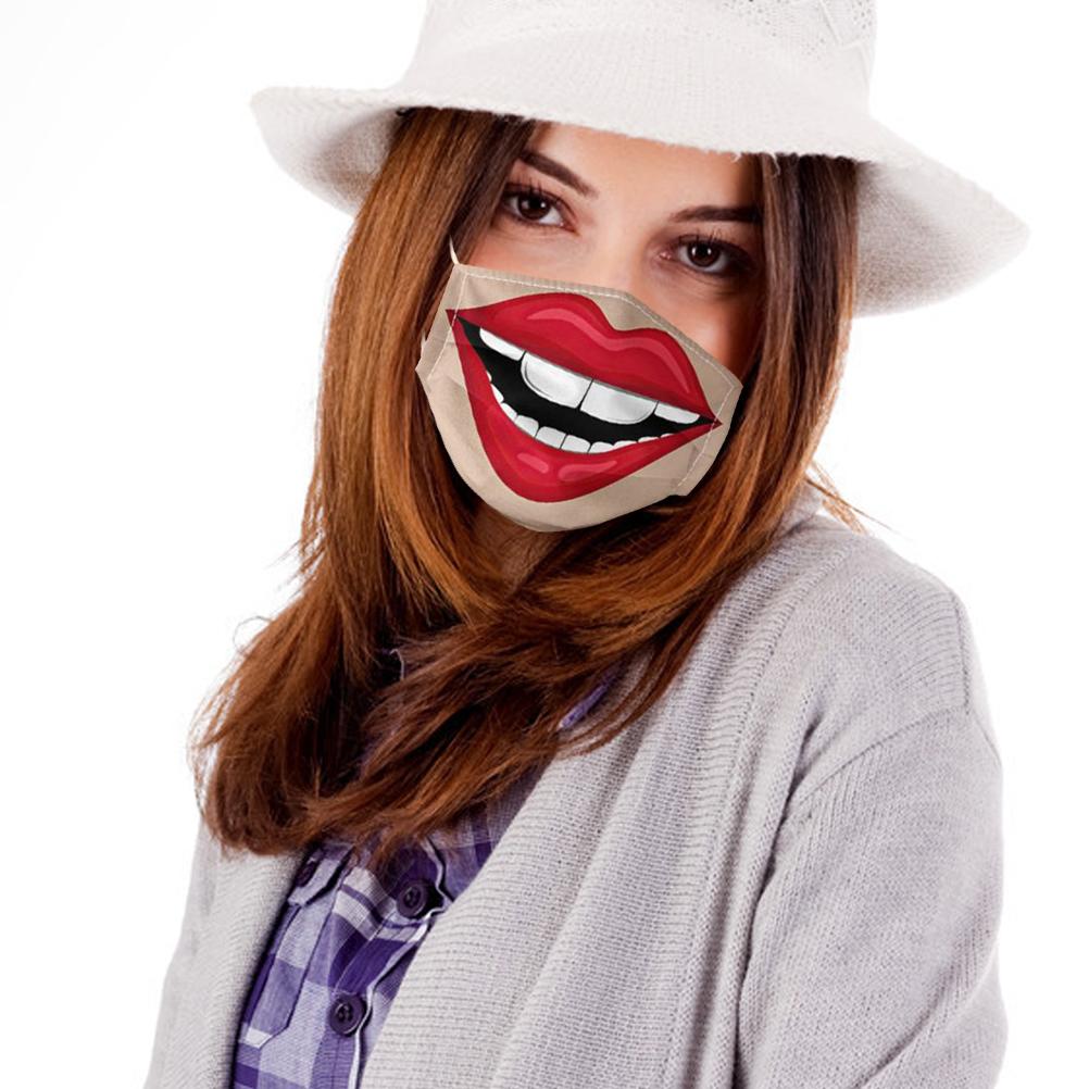 Adults Lip Print Face Mask Funny Pattern Duskproof Mask Washable Breathing Outdoor Protective Face Mask