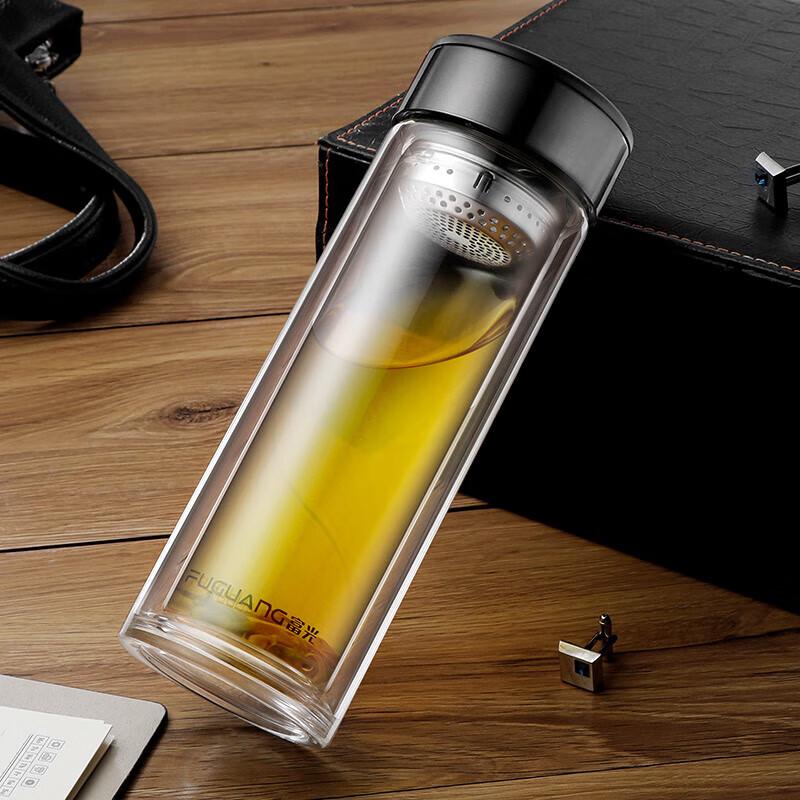 FUGUANG 330ML Double-Layer Business Glass Tea Cup