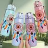 1PC Bohemian Dreamcatcher 750ml Color Plastic Sports Water Bottle Leakproof Flip Straw Lid Suitable for Sports Office Home Use
