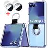 Transparent Phone Case for Samsung Galaxy Z Flip 7 Ring Hinge Clear Protector Hard Cover Shockproof Protective Cover for Z Flip7