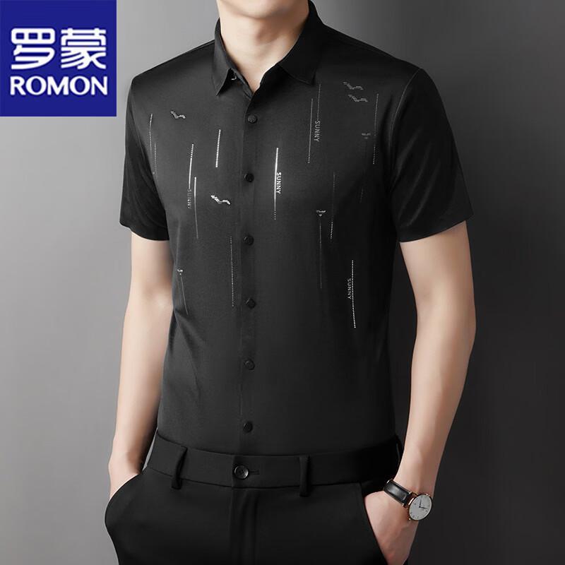 ROMON Men s Summer Business Casual Short-Sleeve Shirt M