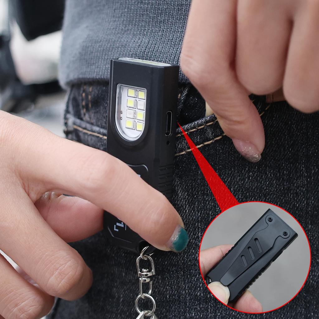 Mini Keychain Lamps USB Charging Head Torch Light Waterproof Hiking Camping Lights Protable Rechargeable Keychain Flashlights