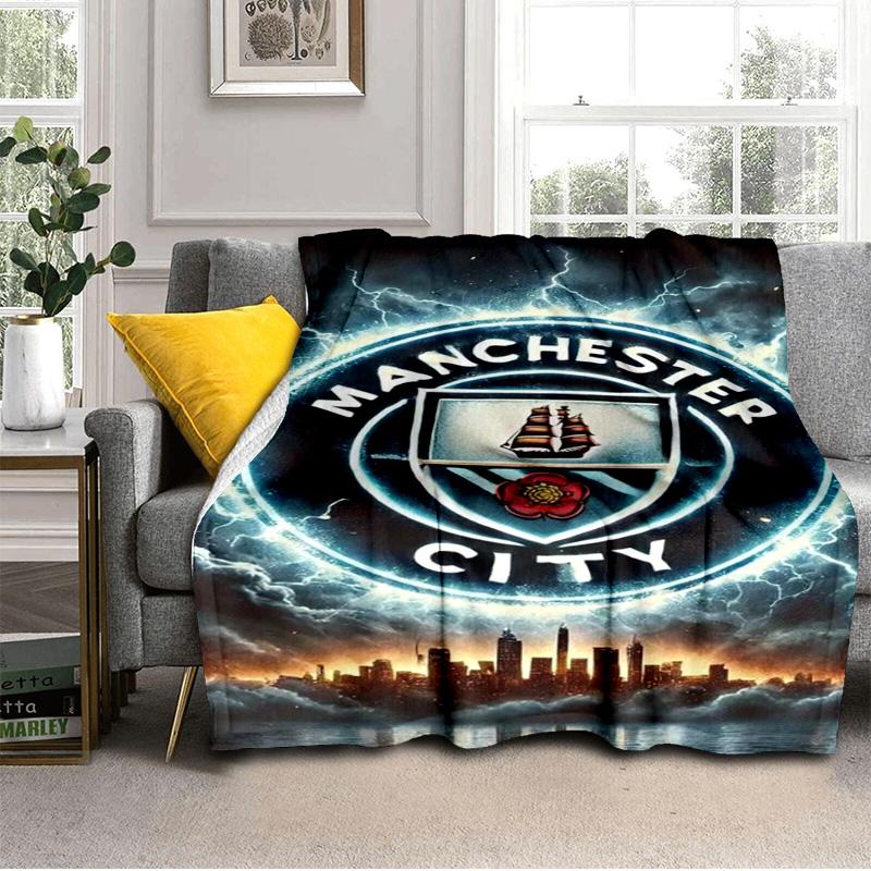 Couverture imprimée City Football Club Couvertures douces en flanelle pour canapé lit Cadeaux pour hommes femmes Couverture de pique-nique Cadeaux de Noël