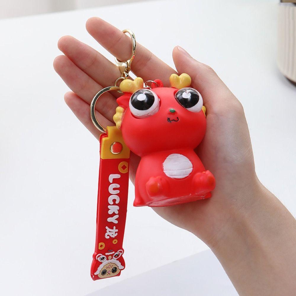Simulation Dragon Burst Eye Dragon Keychain Cartoon Animal Novelty Doll Pop-eyed Dragon Pendant Funny Creative
