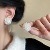 French pearl woven flower stud earrings retro light luxury temperament explosive earrings personalized ear jewelry