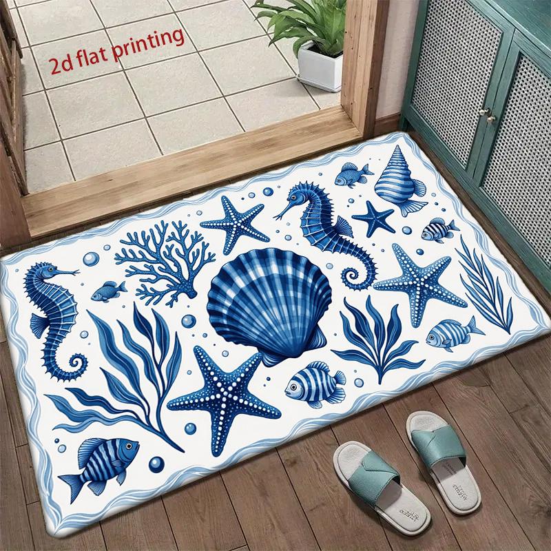 Seaside Shells Pattern Mat Living Room Decoration Home Sofa Non-Slip Carpet Study Bedroom Tatami Children'S Soft Floor Mat