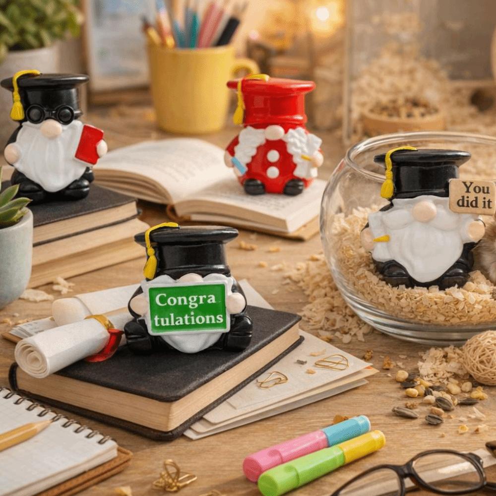 5 Pieces Resin Miniature Gnome Figurine Cute Small Dwarf Statue Home Decoration