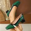 Plus Size Patent Leather Chunky Heel Square Toe High Heels - Women's European & American Style