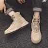 Spring men's shoes new high-top men's board shoes outdoor casual men's shoes lace-up tooling shoes platform men's casual shoes