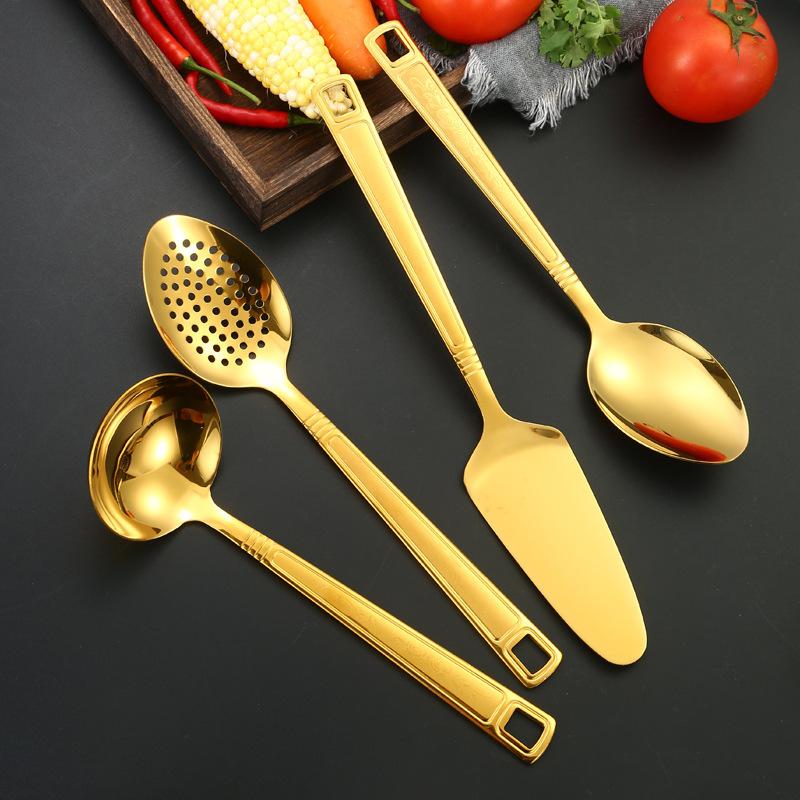 Sada nerezového kuchyňského nádobí Zesílená světle potištěná nemagnetická polévková lžíce obracečka a lžíce na smažení