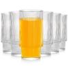 6x Grooved Glasses for Drinks, Water, and Beverages, Set of 320ml Glasses