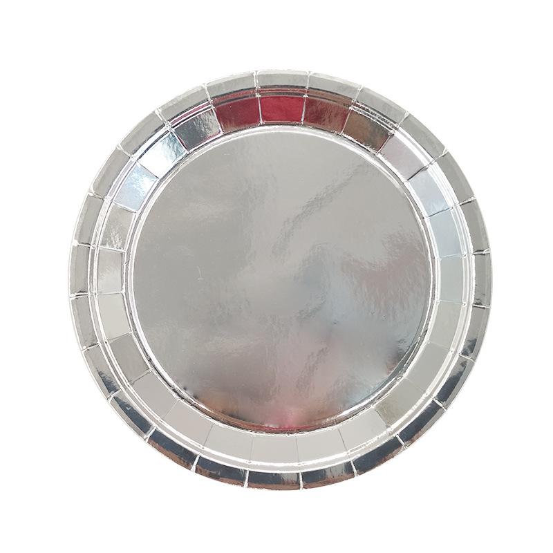 Silver Paper Plates Banner Tablecloth Birthday Party Decor Disposable Tableware Set Baby Shower Wedding Bachelor Party Supplies