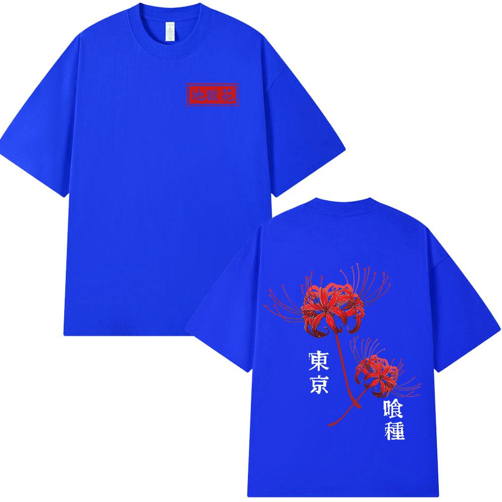 Anime Tokyo Ghoul Spider Lily T-Shirt Herren Damen Kaneki Ken Manga Grafikdruck T-Shirt Cooles Unisex Baumwoll-T-Shirt Oversized