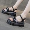 Inner heightening rhinestone sandals 2025 summer new popping board Internet celebrity muffin platform Internet celebrity Roman women sandals