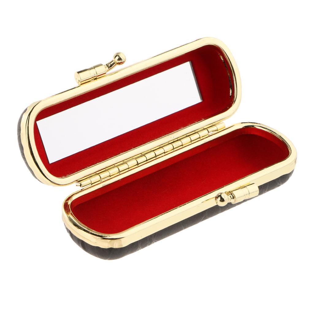 Empty Lipstick Case, Lipstick Box with Mirror and Snap Fastener