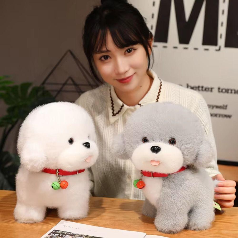 Soft Red Bell Puppy Dolls PP Cotton Stuffed Animals Puppy Doll  Kids Gifts