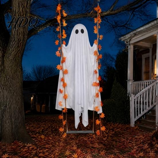 Indoor Outdoor Holiday Party Supplies Hanging Swinging Ghost Halloween Decoration for Garden Yard Weighted Fabric Flying