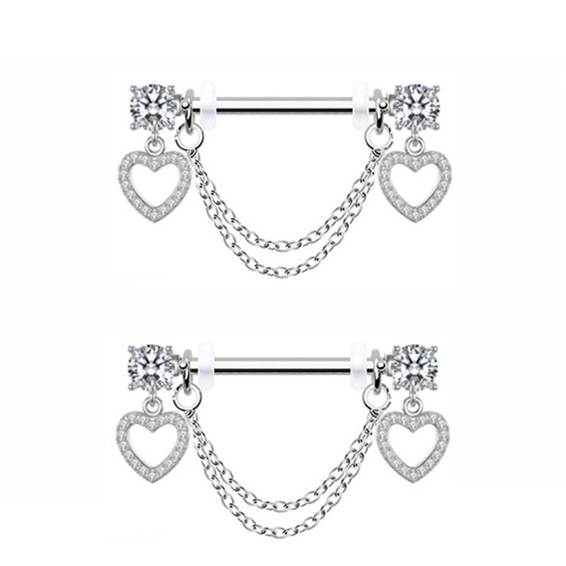 1Pair Pink Butterfly Nipple Piercing Jewelry Shiny Crystal Nipple Rings For Women Girls Heart Nipple Barbells Piercing Pezon