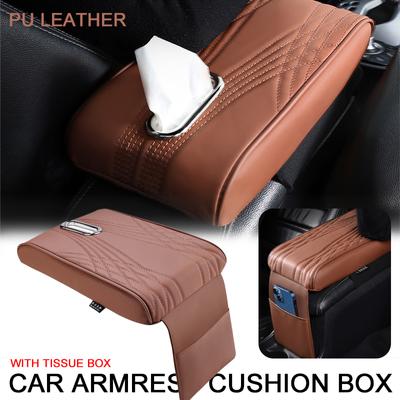 Cuscino per Bracciolo Console Centrale Auto con Portatovaglioli in Pelle PU Copricuscino per Bracciolo Auto Rialzo per Bracciolo Accessori Interni
