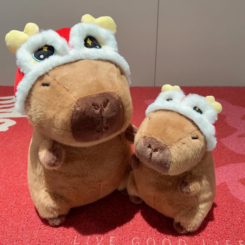 Capybara Lion Dance Hat Style Plush Toy - Cute Capybara Series Doll