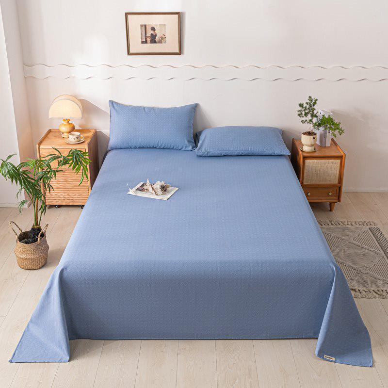 Striped Coarse Cloth Bed Sheet Set: Washable, Skin-Friendly, Cool Mat for Home & Dorm. Available In Single/Double Three-Piece Set.