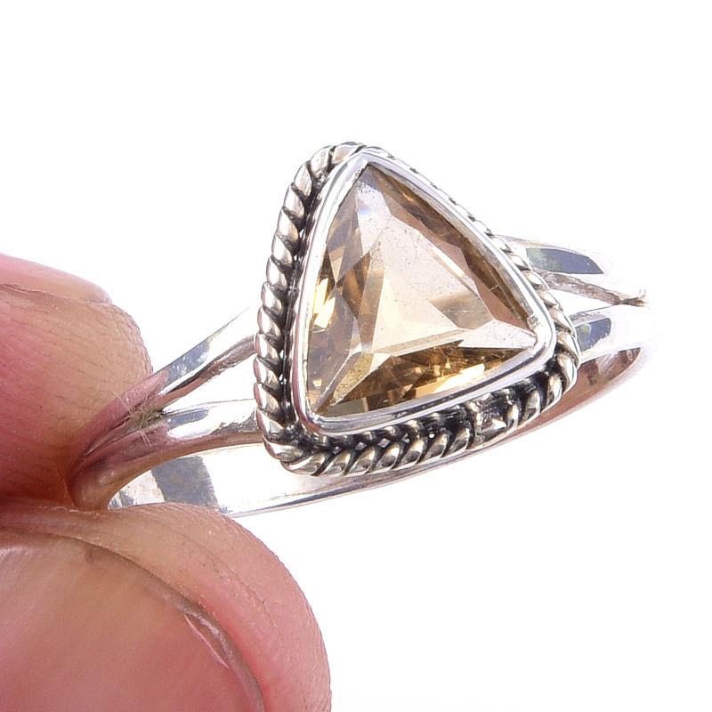 

Natural Citrine Gemstone Handmade 925 Solid Sterling Silver Ring Size 8 t9j60