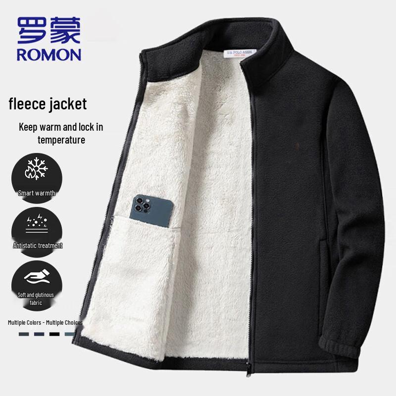 ROMON Men's Autumn Winter Warm Fleece Jacket
